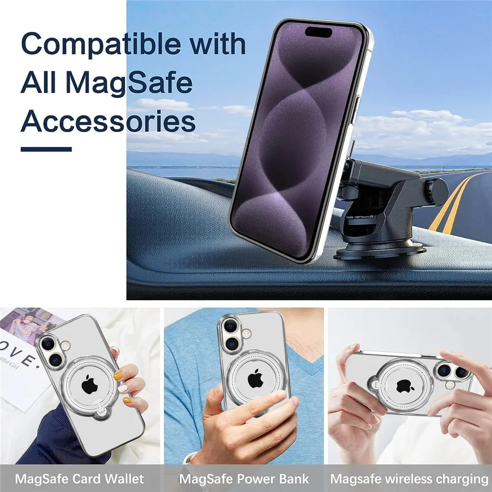 كفر آيفون فاخر مغناطيسي مع حامل مطلي ودعم MagSafe